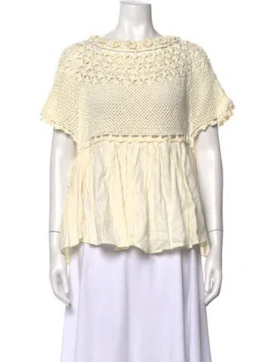 Pre-owned Innika Choo Linen Scoop Neck Top In Neutrals