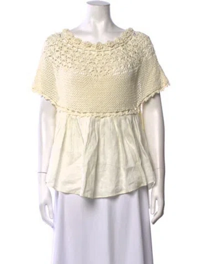 Pre-owned Innika Choo Linen Scoop Neck Top In Neutrals