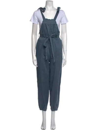 Pre-owned Innika Choo Linen Square Neckline Jumpsuit W/ Tags In Blue