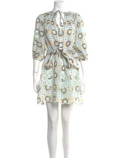 Pre-owned Innika Choo Paisley Print Mini Dress In Blue