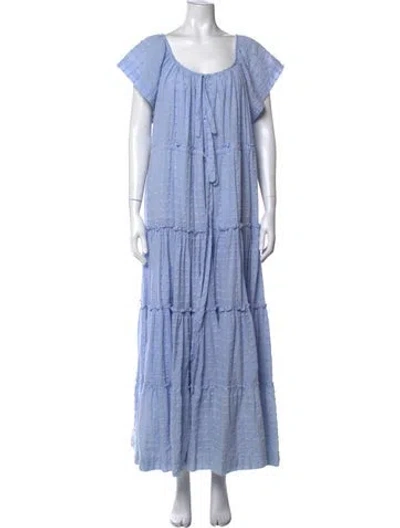 Pre-owned Innika Choo Patterned Long Dress In Blue