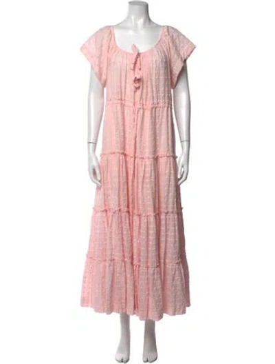 Pre-owned Innika Choo Patterned Long Dress In Pink