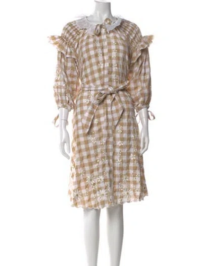 Pre-owned Innika Choo Plaid Print Knee-length Dress In Neutral