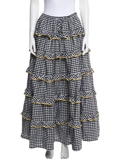 Pre-owned Innika Choo Plaid Print Long Skirt In Black
