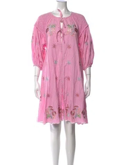 Pre-owned Innika Choo Plaid Print Mini Dress In Pink