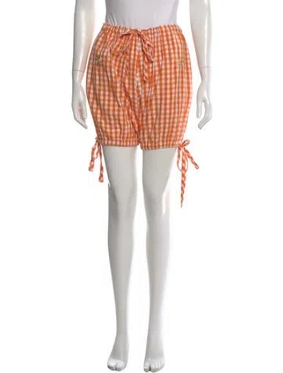 Pre-owned Innika Choo Plaid Print Mini Shorts In Orange