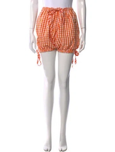 Pre-owned Innika Choo Plaid Print Mini Shorts In Orange