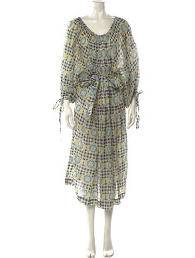 Pre-owned Innika Choo Printed Long Dress In Black