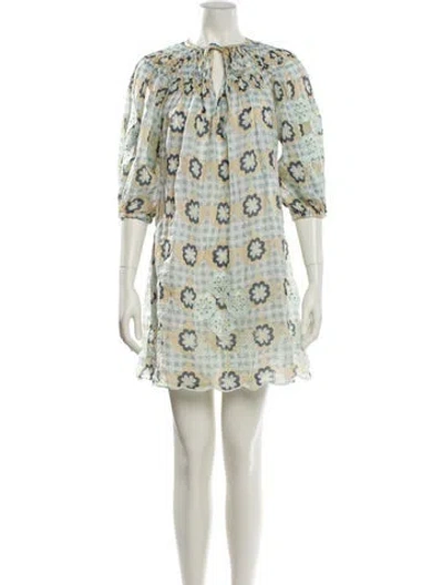 Pre-owned Innika Choo Printed Mini Dress In Blue