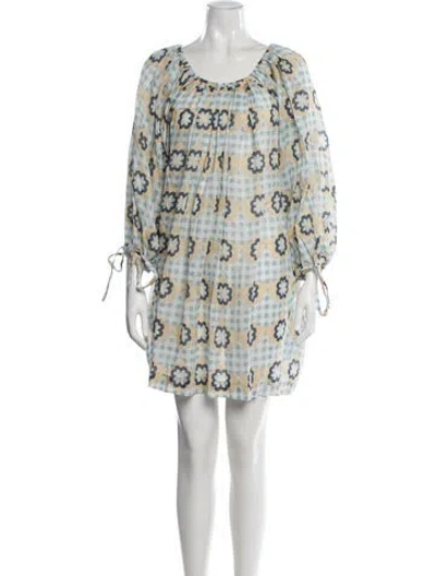 Pre-owned Innika Choo Printed Mini Dress In Blue