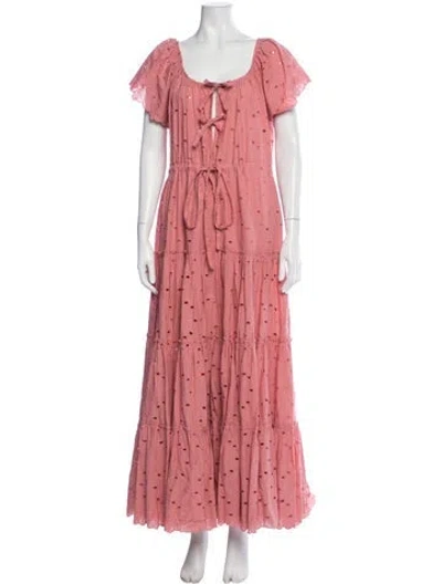 Pre-owned Innika Choo Scoop Neck Long Dress In Pink