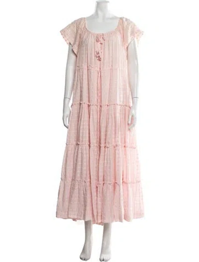 Pre-owned Innika Choo Scoop Neck Long Dress In Pink