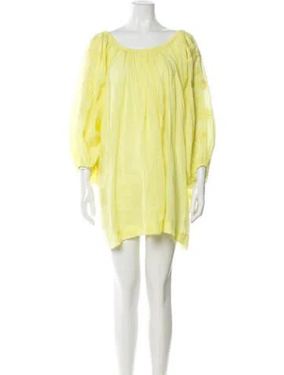 Pre-owned Innika Choo Scoop Neck Mini Dress In Yellow