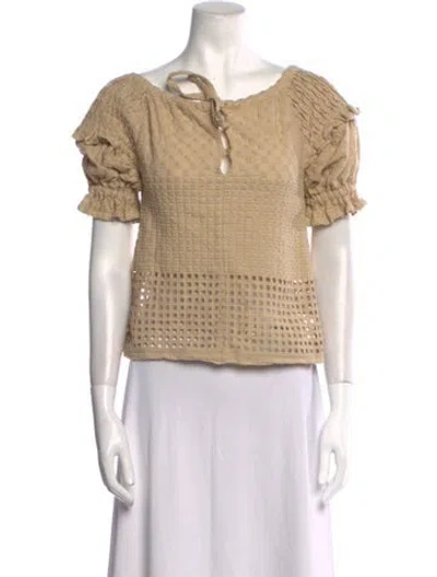 Pre-owned Innika Choo Scoop Neck Short Sleeve Top In Neutral