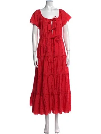 Pre-owned Innika Choo Square Neckline Long Dress In Red