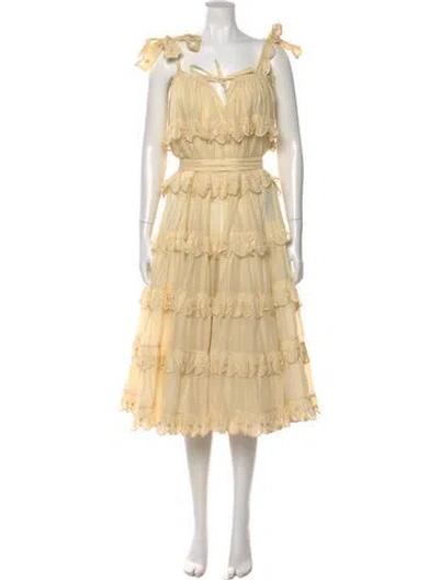 Pre-owned Innika Choo Square Neckline Long Dress W/ Tags In Yellow