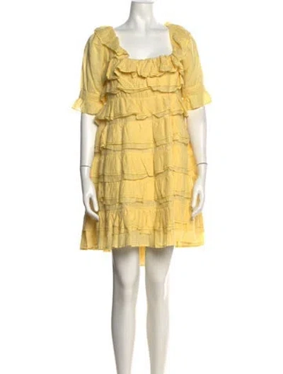 Pre-owned Innika Choo Square Neckline Mini Dress In Yellow