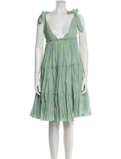 Pre-owned Innika Choo V-neck Mini Dress In Green