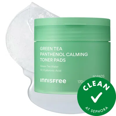 Innisfree Green Tea Korean Cooling Toner Pads With Hyaluronic Acid + Panthenol 5.74oz/170ml In Transparent