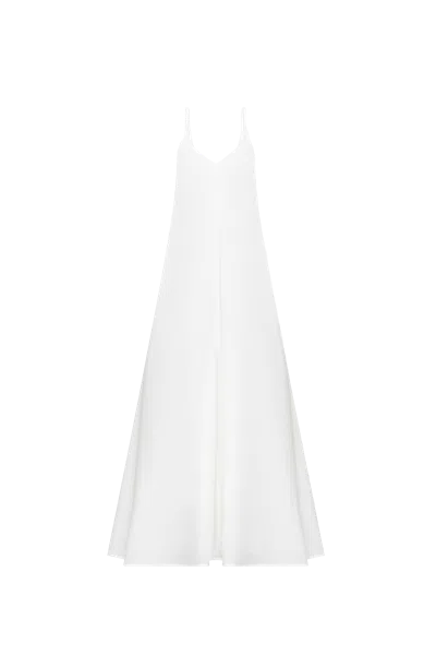 Innna White Silk Long Dress