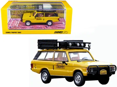 Inno Models Land Rover Range Rover Classic "camel Trophy 1982" Yellow With Roof Rack Tool Box And 4 Oil Containe