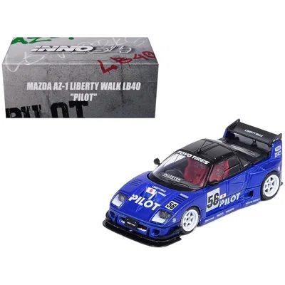 Inno Models Mazda Az-1 Liberty Walk Lb40 Rhd (right Hand Drive) #56 "pilot" Blue With Black Top 1/64 Diecast Mod