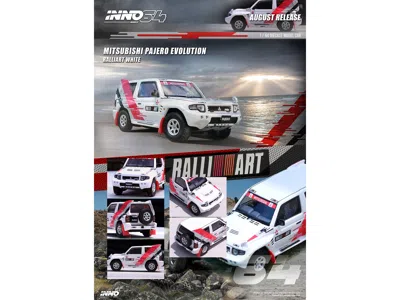 Inno Models Mitsubishi Pajero Evolution Rhd (right Hand Drive) White With Graphics "ralliart" 1/64 Diecast Model