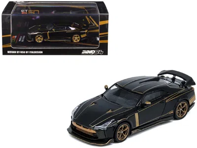 Inno Models Nissan Gt-r50 By Italdesign Black With Gold Accents And Carbon Hood 1/64 Diecast Model Car By Inno M In Green
