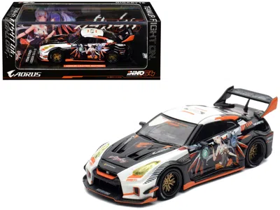 Inno Models Nissan Gt-r (r35) Widebody Rhd (right Hand Drive) Black And White With Graphics "aorus X Inno64 Limi
