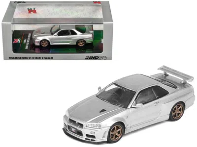 Inno Models Nissan Skyline Gt-r (r34) V-spec Ii Rhd (right Hand Drive) Silver Metallic 1/64 Diecast Model Car By