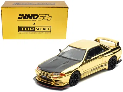 Inno Models Nissan Skyline Gt-r (r32) "top Secret" Rhd (right Hand Drive) Chrome Gold With Carbon Hood "the Mode