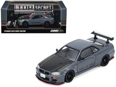 Inno Models Nissan Skyline Gt-r (r34) "top Secret" Rhd (right Hand Drive) Stealth Gray With Carbon Hood "gtshow 