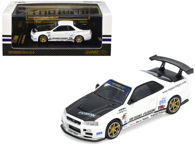 Inno Models Nissan Skyline Gt-r (r34) "top Secret" Rhd (right Hand Drive) White With Carbon Hood 1/64 Diecast Mo