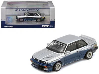 Inno Models Pandem E30 M3 Silver Metallic And Dark Blue 1/64 Diecast Model Car By