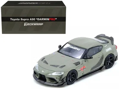 Inno Models Toyota Supra (a90) "darwinpro" Matt Green With Carbon Accents 1/64 Diecast Model Car By