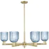 Innovations Lighting Bridal Veil 35"w 6 Light Antique Brass Stem Chandelier With Blue Shade