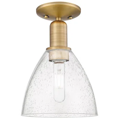 Innovations Lighting Arcadia Bristol 8"w Brushed Brass Semi.flush Mount With Seedy Shade