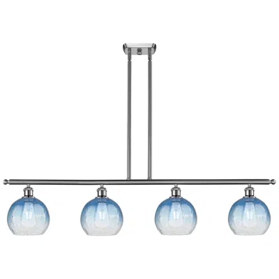 Innovations Lighting Ballston Brookhaven Globe 48"w 4-lt Nickel Stem Island Light W/ Blue Shade
