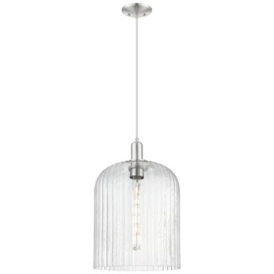 Innovations Lighting Downtown Bridal Veil 12"w Cord Satin Nickel Pendant W/ Seedy Shade