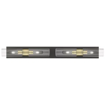 Innovations Lighting Ballston Boreas 4 Light 39" Bath Vanity Black Antique Brass Clear Shade