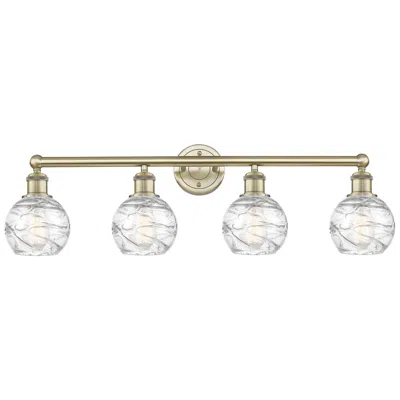 Innovations Lighting Athens 33"w 4 Light Antique Brass Bath Light With Clear Deco Swirl Sha