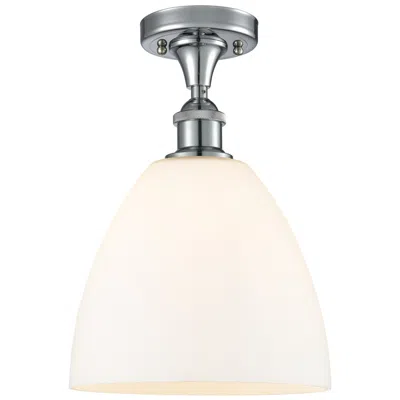 Innovations Lighting Bristol Glass 9" Semi-flush Mount - Polished Chrome - Matte White Shad