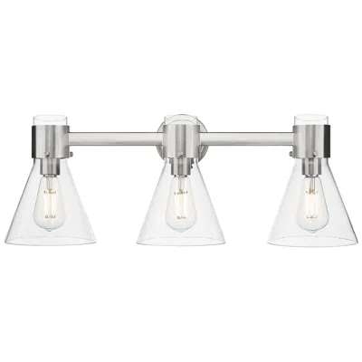 Innovations Lighting Downtown Lawton Cone 24"w Satin Nickel Vanity Light W/ Clear Shade