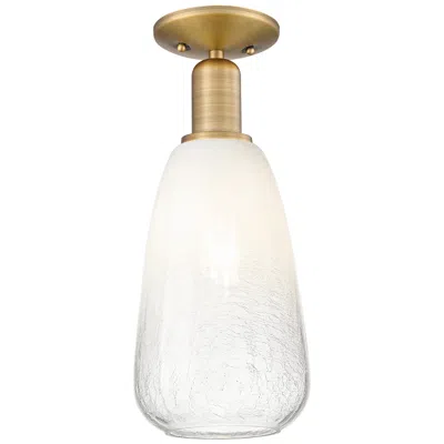Innovations Lighting Downtown Brookhaven Almond 6"w Brass Semi Flush Mount W/ Opal Shade