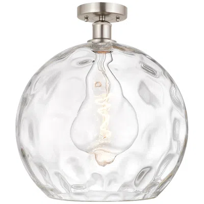 Innovations Lighting Athens Water Glass  13" Semi-flush Mount - Satin Nickel - Clear Water