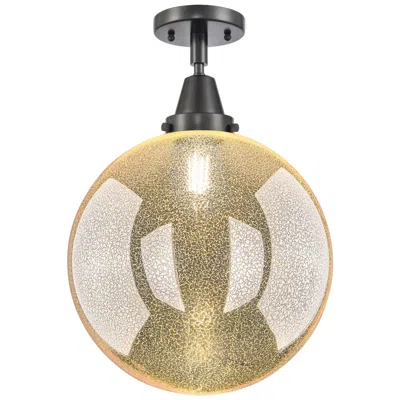 Innovations Lighting Caden Beacon 12" Wide Matte Black Flush Mount With Mercury Shade