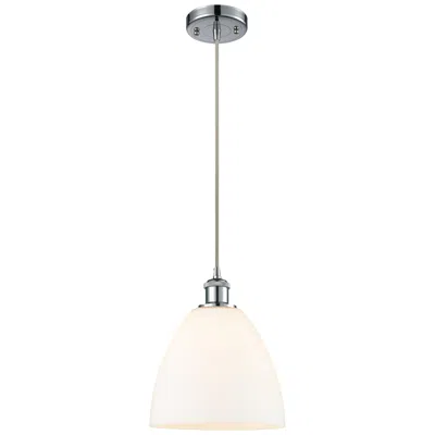 Innovations Lighting Ballston Bristol Glass 9" Mini Pendant - Polished Chrome - Matte White
