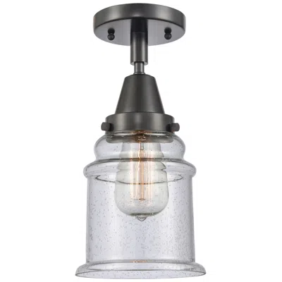 Innovations Lighting Caden Canton 6" Wide Matte Black Flush Mount With Seedy Shade