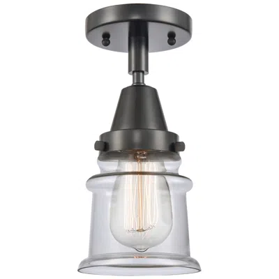 Innovations Lighting Caden Canton 5.25" Wide Matte Black Flush Mount With Clear Shade