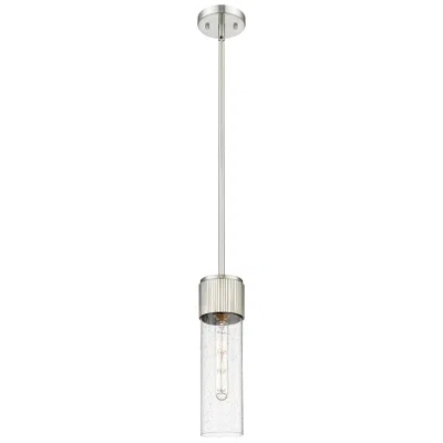 Innovations Lighting Bolivar 4" Wide Satin Nickel Stem Hung Pendant With Seedy Glass Shade